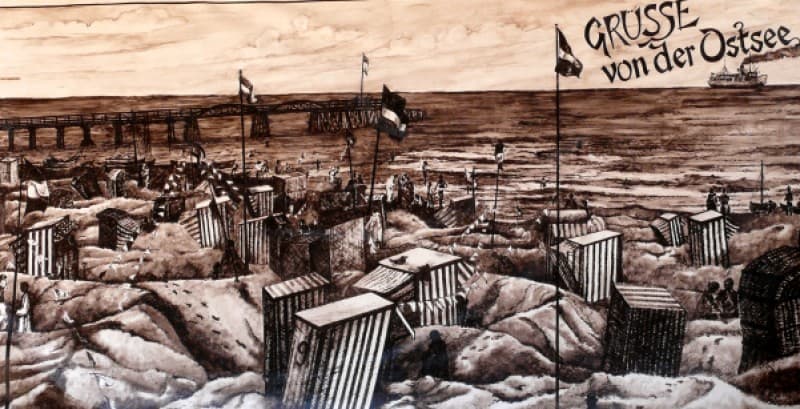 Badebild Bühnenbild , Maritime Dekoration , Strand Dekoration , historisches Badeleben