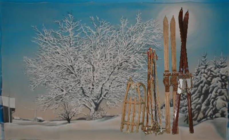 Alte Ski, Winterdekoration – 2
