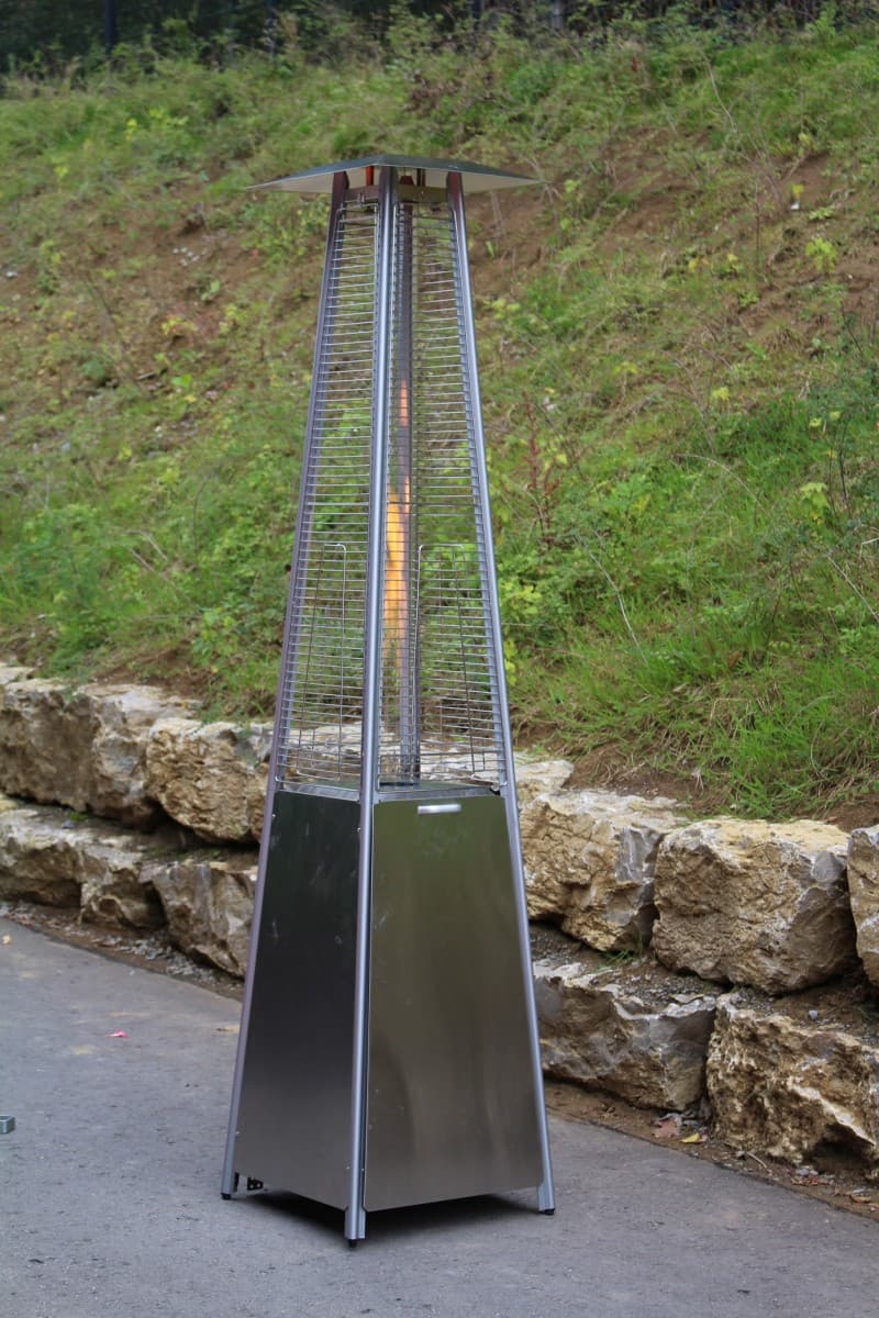 Heizpyramide silber, Heizstrahler, Heizpilz mit Gas