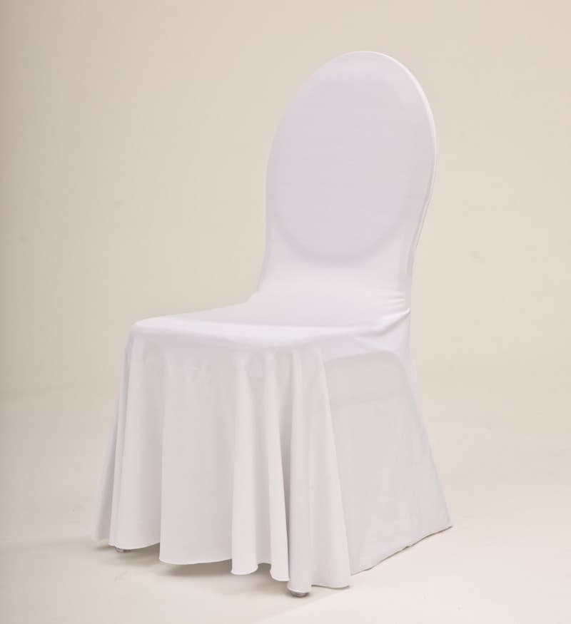 Set Bankett 1x Tisch rund 150cm inkl. Tuch weiß, 8x Stuhl mit Husse optimal weiß – 2