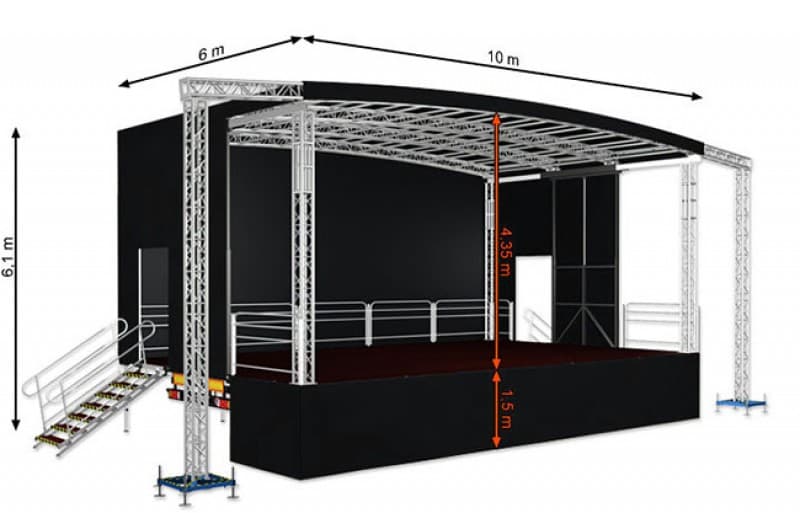 10x6m Eventbühne, Rundbogenbühne, Veranstaltungsbühne , mobile Bühne mieten, Top-Preis 2023 ! – 3