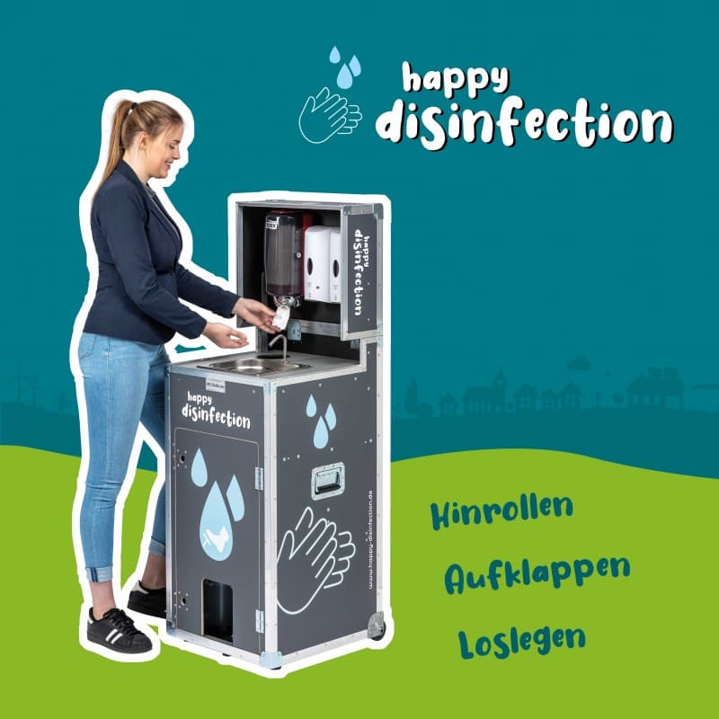 Mobile und Autarke Hygiene Station für Messen und Events (Waschbecken &amp; Desinfektion)