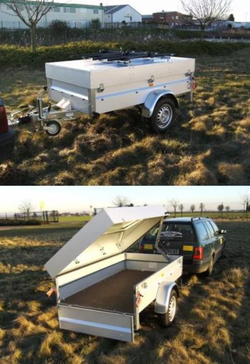 Deckelanhänger / Urlaubsanhänger Führerschein B - 4 Fahrradträgern – 750 kg gebremst 100 km/h