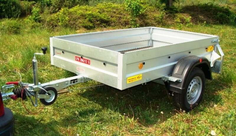 Offener Kastenanhänger 900 kg gebremst – 100 km/h 2000 x 1250 x 380 mm Nutzlast ca. 780 kg