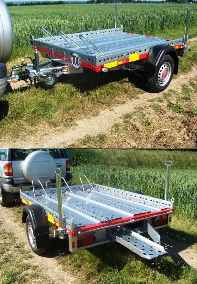 Motorradanhänger 850 kg/1000 kg gebremsten 1 - 2 Motorräder 100 km/h 2100 x 1500 Nutzlast 692/544 kg