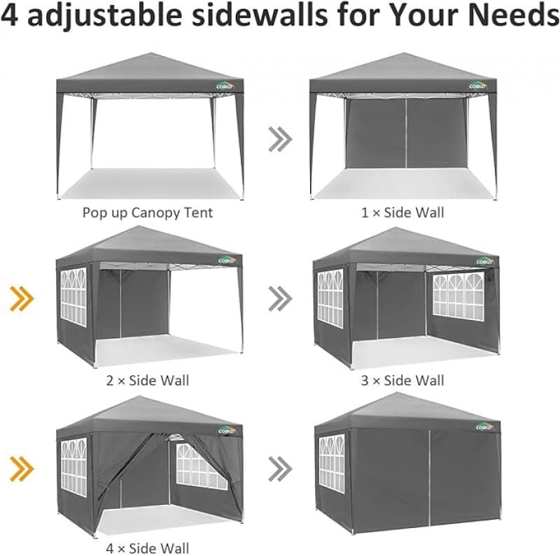 Faltpavillon 3 x 3 m (9 qm) wasserdicht mit 4 Seitenwänden 2 davon mit Fenster – 2