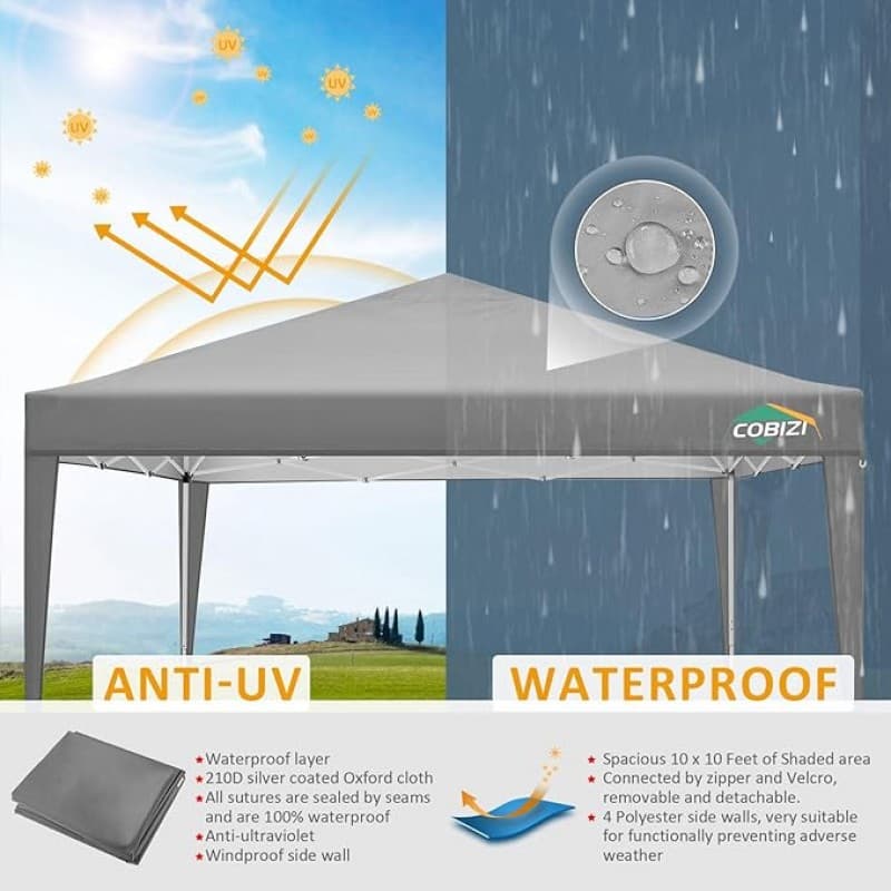 Faltpavillon 3 x 3 m (9 qm) wasserdicht mit 4 Seitenwänden 2 davon mit Fenster – 4
