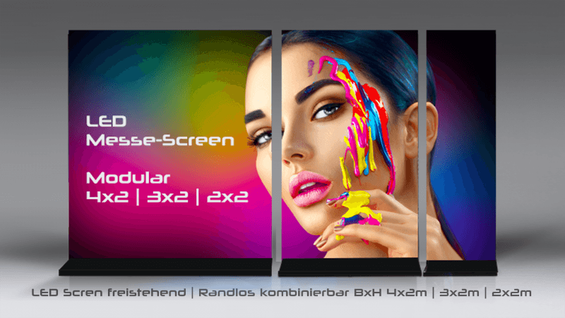 LED Bildschirm Digital Screen Messewand Randlos, variabel 4x2, 3x2m, 2x2m – 2
