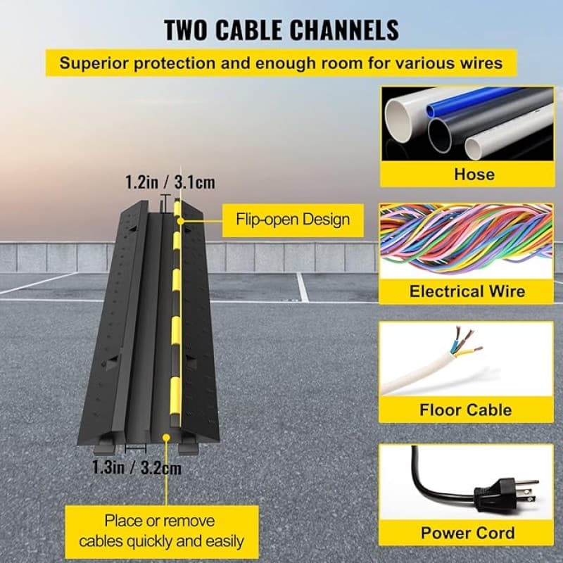Kabelschutzmatte Kabelbrücke Überfahrschutz 3er Pack 2 Kanal 101 x 25 x 5 cm für Kabel aus handelsüb – 2