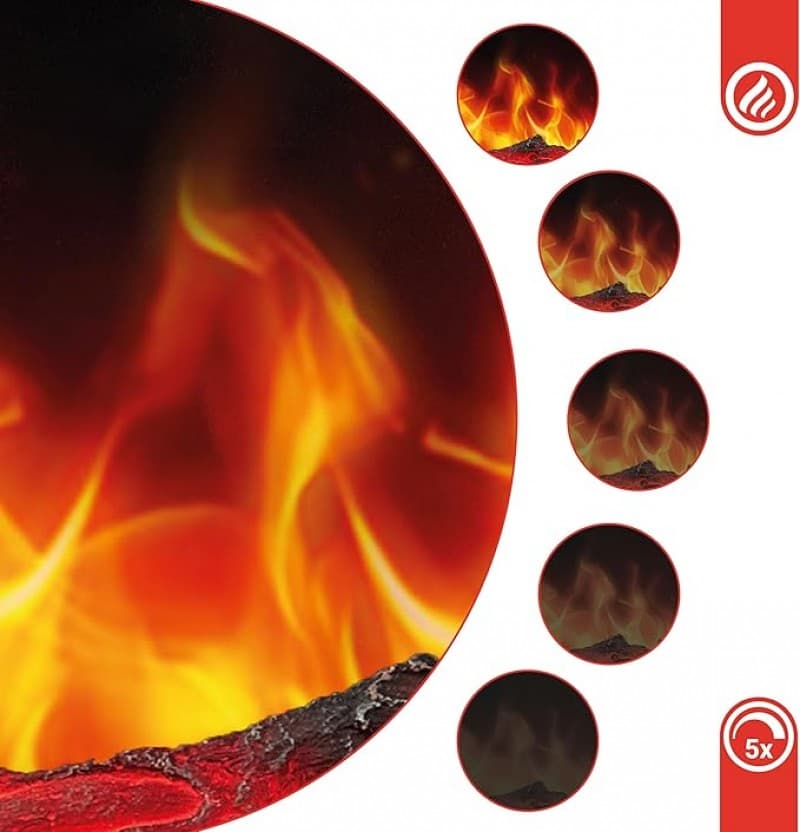 Elektrischer Kamin mit Ofenrohr 2000 W Elektroofen mit Heizung 3D-Flammeneffekt Holzfach Fernbedienu – 3