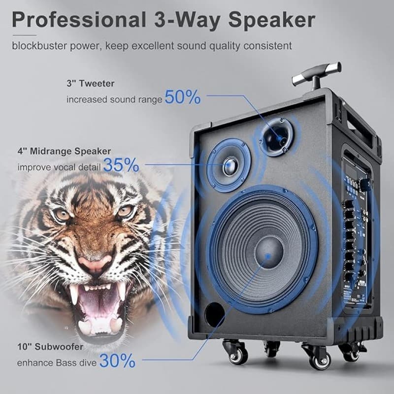 PA Anlage System 3-Wege-Außenlautsprecher-Karaoke-Maschine wiederaufladbares tragbares Bluetooth 5.0 – 2