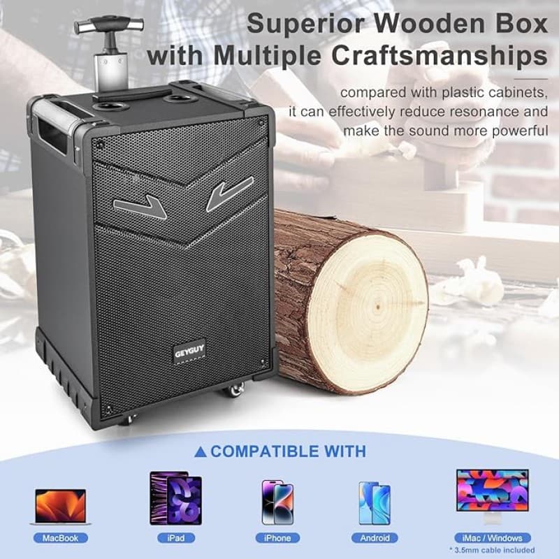 PA Anlage System 3-Wege-Außenlautsprecher-Karaoke-Maschine wiederaufladbares tragbares Bluetooth 5.0 – 4
