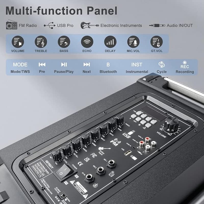 PA Anlage System 3-Wege-Außenlautsprecher-Karaoke-Maschine wiederaufladbares tragbares Bluetooth 5.0 – 5
