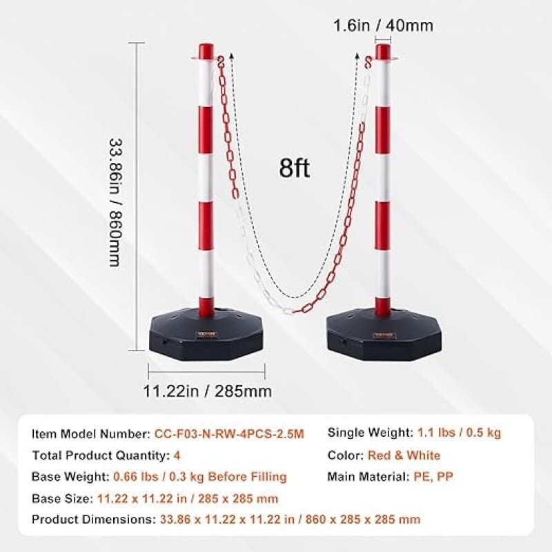 Absperrpfosten Absperrung 4 Stk. 860 x 285 x 285 mm Warnkegel Verkehrsleitkegel Warnleitkegel mit Ke – 5