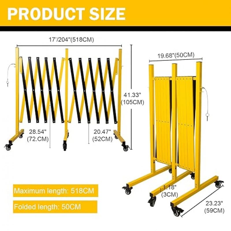 Scherengitter Stahlgitter ausziehbar Indoor Outdoor 5,18 m gelbes und schwarzes Absperrgitter mobile – 3