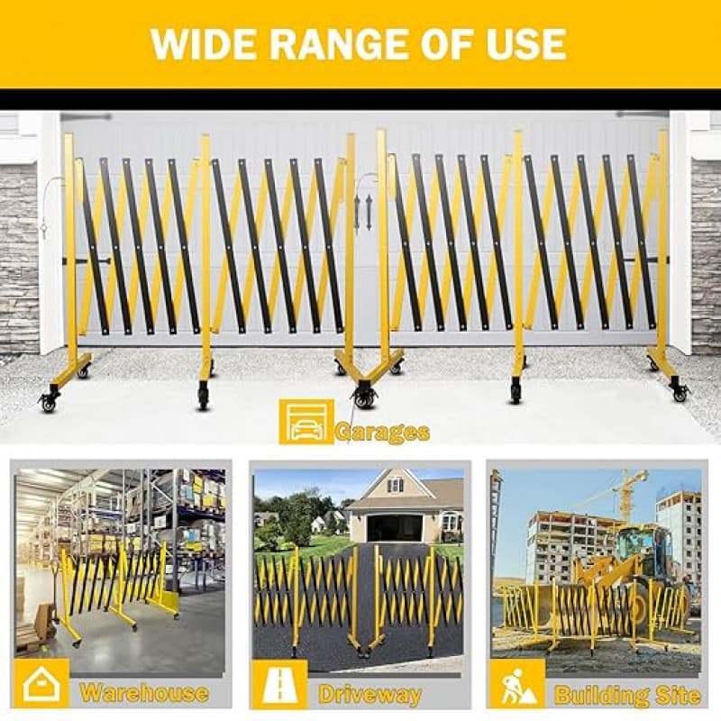 Scherengitter Stahlgitter ausziehbar Indoor Outdoor 5,18 m gelbes und schwarzes Absperrgitter mobile – 4