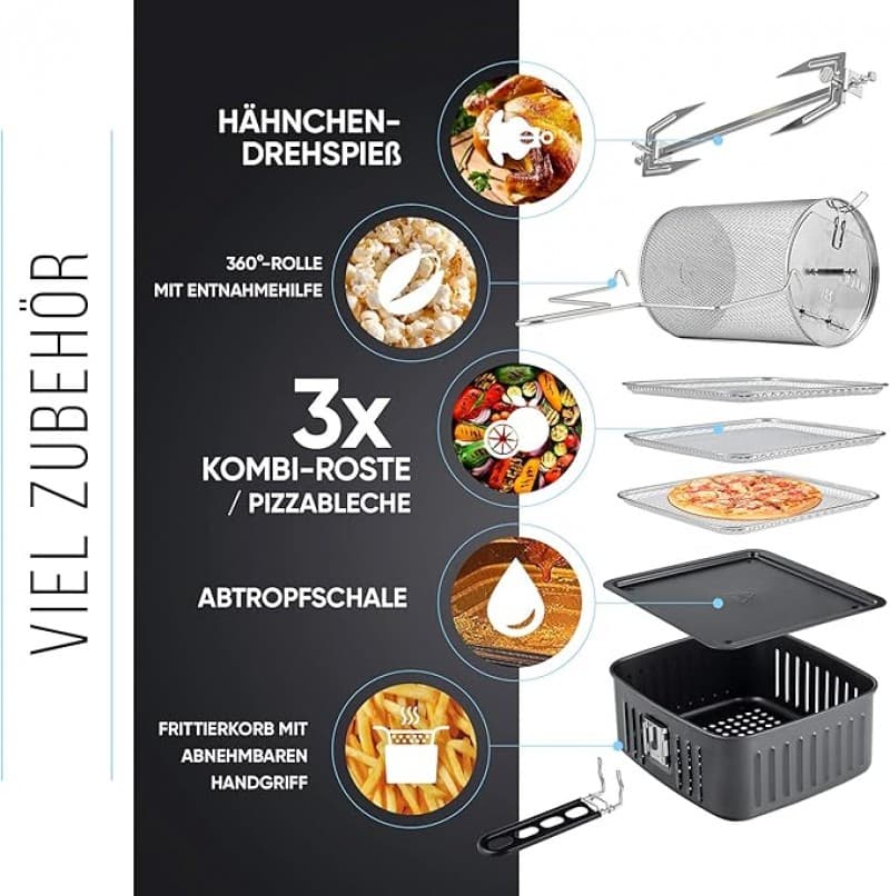 Heißluftfritteuse Fritteuse 12 Liter Mini Backofen Dörrautomat Funktion LCD Display 10 Programme – 2