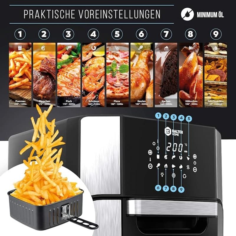 Heißluftfritteuse Fritteuse 12 Liter Mini Backofen Dörrautomat Funktion LCD Display 10 Programme – 3
