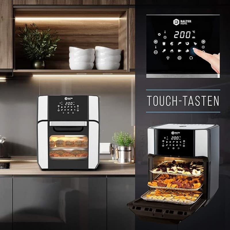 Heißluftfritteuse Fritteuse 12 Liter Mini Backofen Dörrautomat Funktion LCD Display 10 Programme – 4