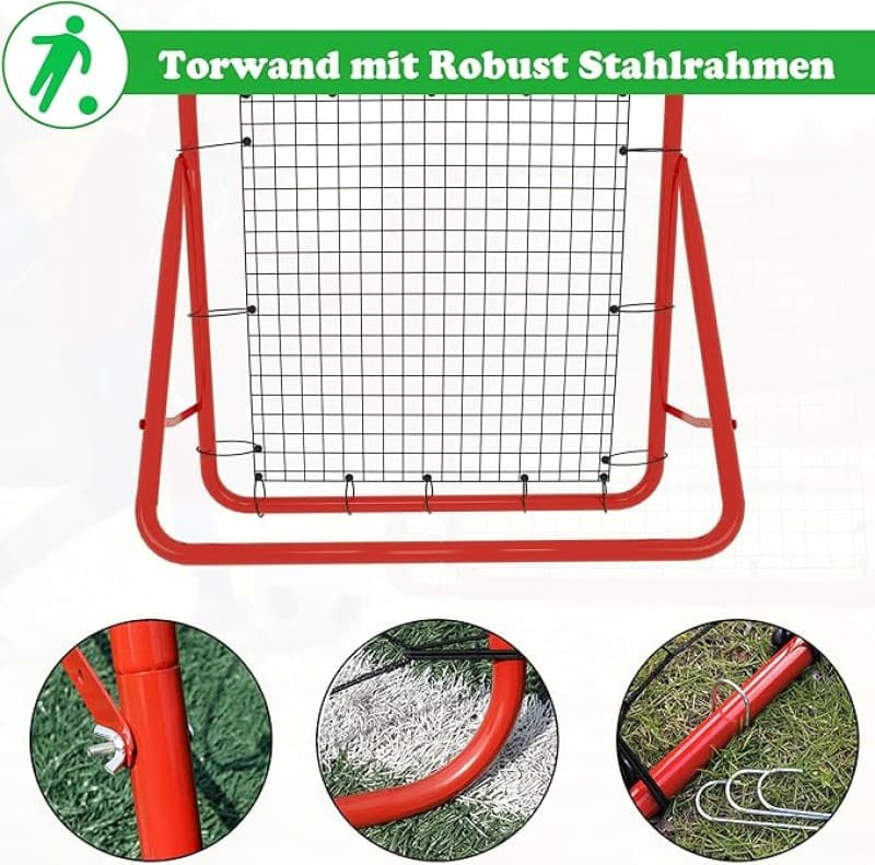 Fußball tragbares Fußballtor mit Stahlrahmen und Rebound-Netz Winkel einstellbar 4 Winkel einstellba – 5