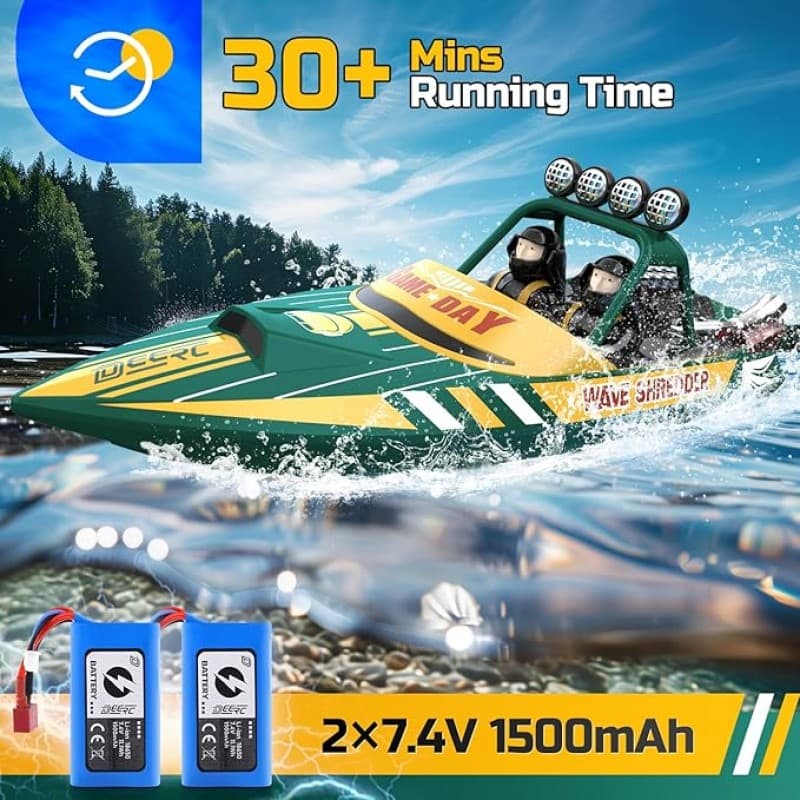 Rennboot ferngesteuertes Boot 30 km/h schnelles Renn-Jetboot 2 Batterien 30+Min. RC-Boot mit LED-Lic – 2