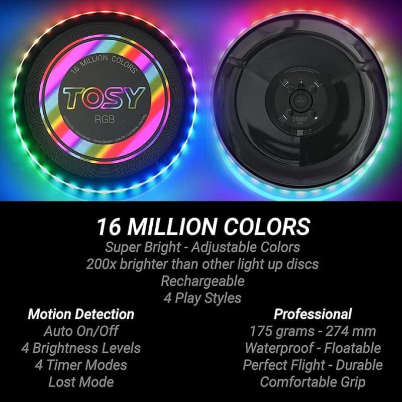 Frisbee Scheibe beleuchtet 2 Stück Flying Disc 16 Millionen RGB-Farben oder 36 LEDs Hell Smart-Modi  – 4