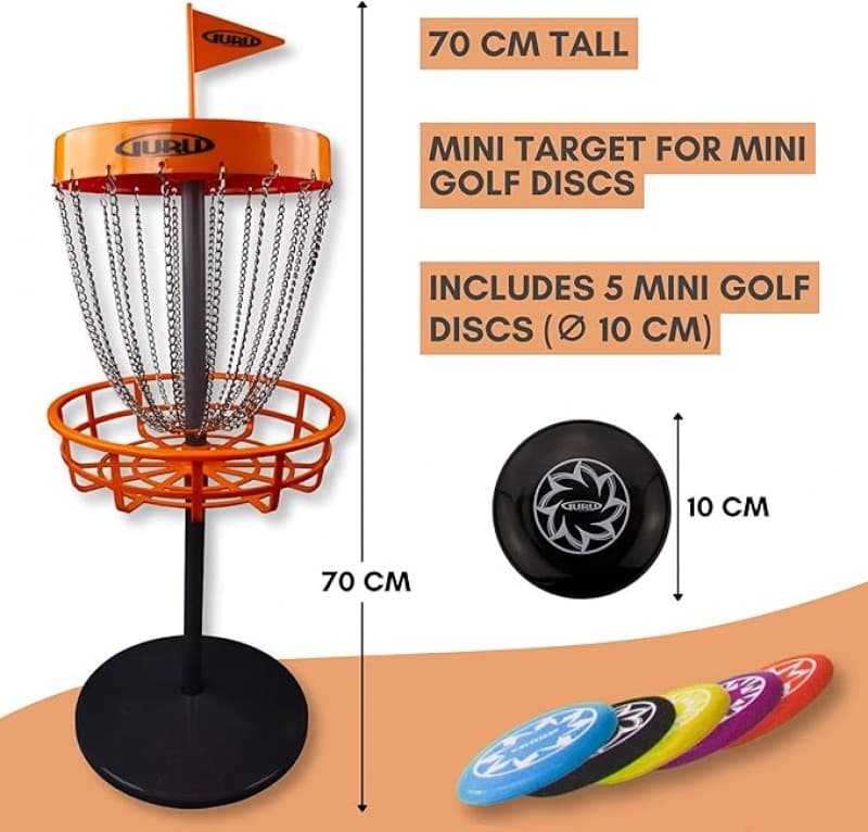 Frisbeekorb mit 5 Wurfscheiben Disc Golf Mini Basket Set 70 cm Mini Discgolf Korb 5 Mini-Discs – 2