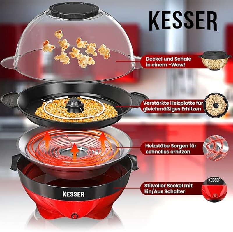 Popcornmaschine für private Feiern 800 W 5,5 l – Kindergeburtstage – 5
