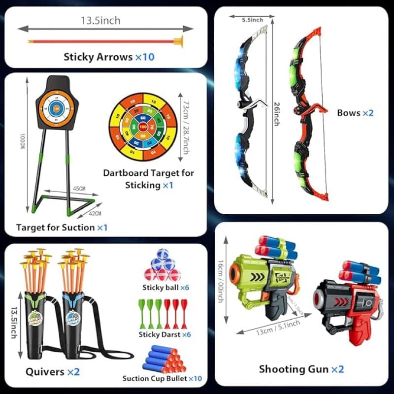 Bogenschiessen Pfeil + Bogen 2er-Pack Pfeil- und Bogenspielzeug für Kinder von 5–12 Jahren Jungen un – 4