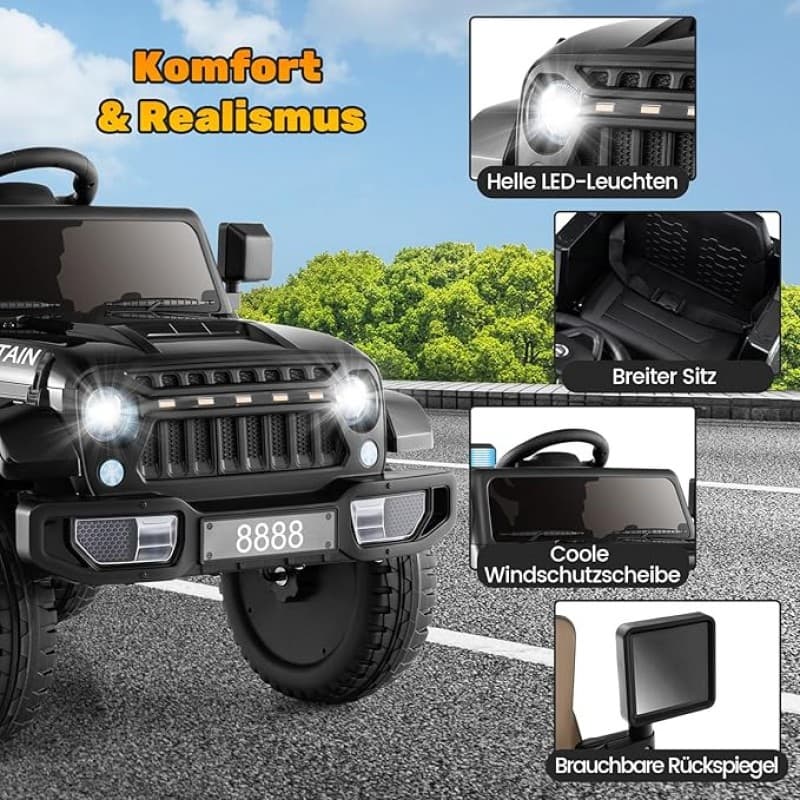 Elektroauto Jepp elektrisches Auto mit 3 Geschwindigkeiten &amp; Fernbedienung Elektrofahrzeug mit Musik – 2