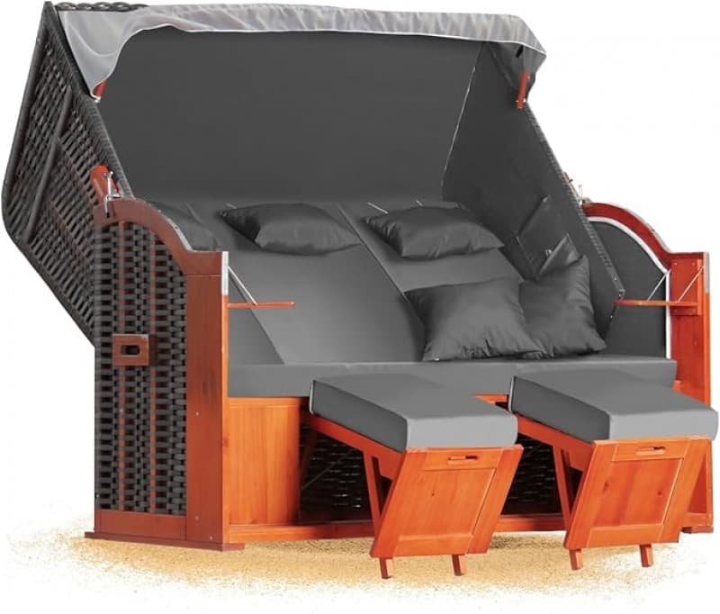 Strandkorb 2,5 Sitzer Klassik XXL 160 cm breit Volllieger inkl. Strandkorbrollen ideal für Strand Ca – 2