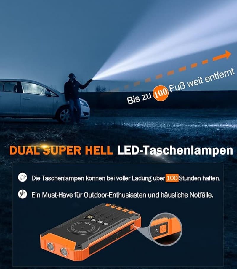 Ladegerät Handy Wireless Solar PowerBank 26800mAh mit 6 Ausgängen 4 Eingänge Solarladegerät 15 W Sch – 4