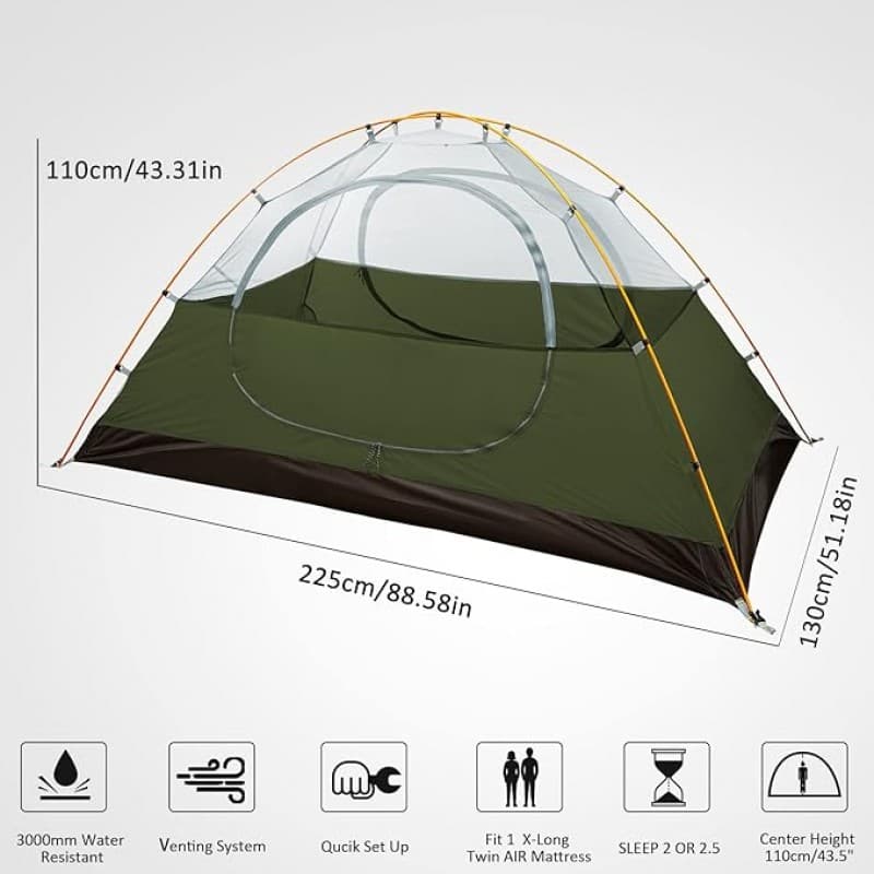 Zelt klein 2 Personen leichte Campingzelte 3-4 Jahreszeiten wasserdichtes &amp; winddichtes Kuppelzelt f – 3