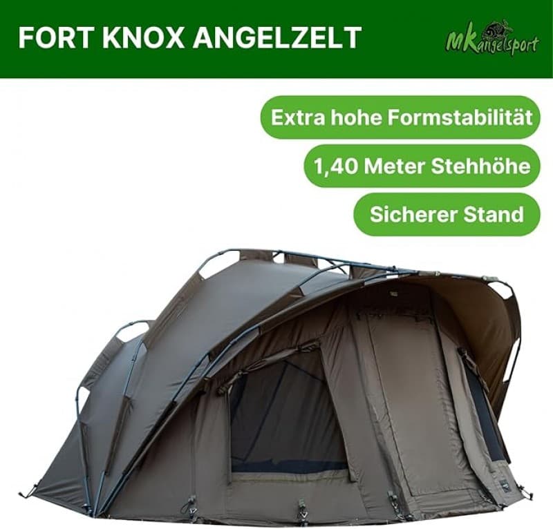 Urlaubszelt MK-Angelzelt Fort Knox 2-Mann Dome Zelt Karpfenangelzelt 292 x 302 x 146 cm – 2