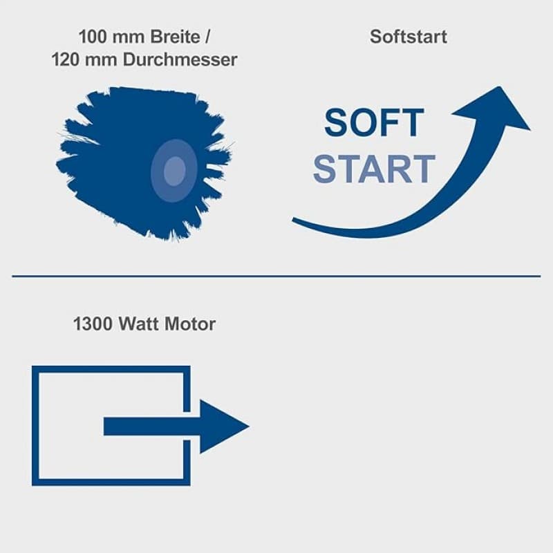 Bürstenschleifer Satiniermaschine Schleifgerät mit Messingdrahtbürste Softstart 1300 Watt 100 mm Bür – 4
