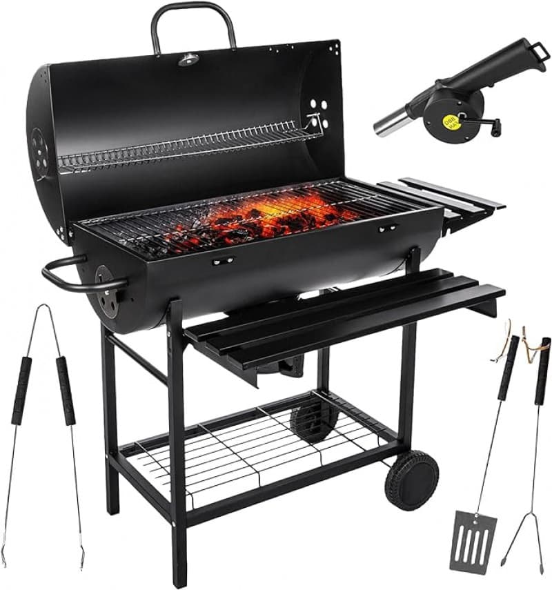 Campergrill Holzkohlegrill Grill groß Grillrost 710 x 350 mm mit Deckel + Warmhalterost – 2