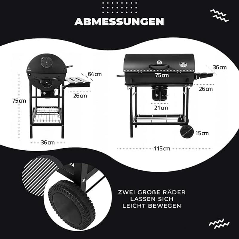 Campergrill Holzkohlegrill Grill groß Grillrost 710 x 350 mm mit Deckel + Warmhalterost – 4