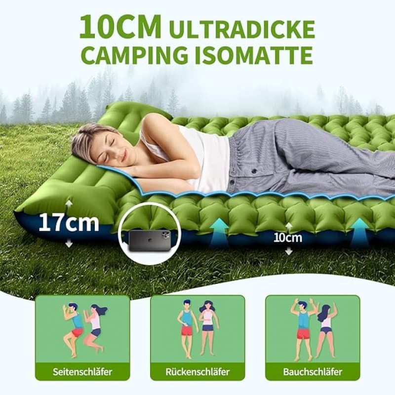 Camping Isomatte selbstaufblasend verdickte doppel Camping Matratze ultraleicht Luftmatratze Camping – 3