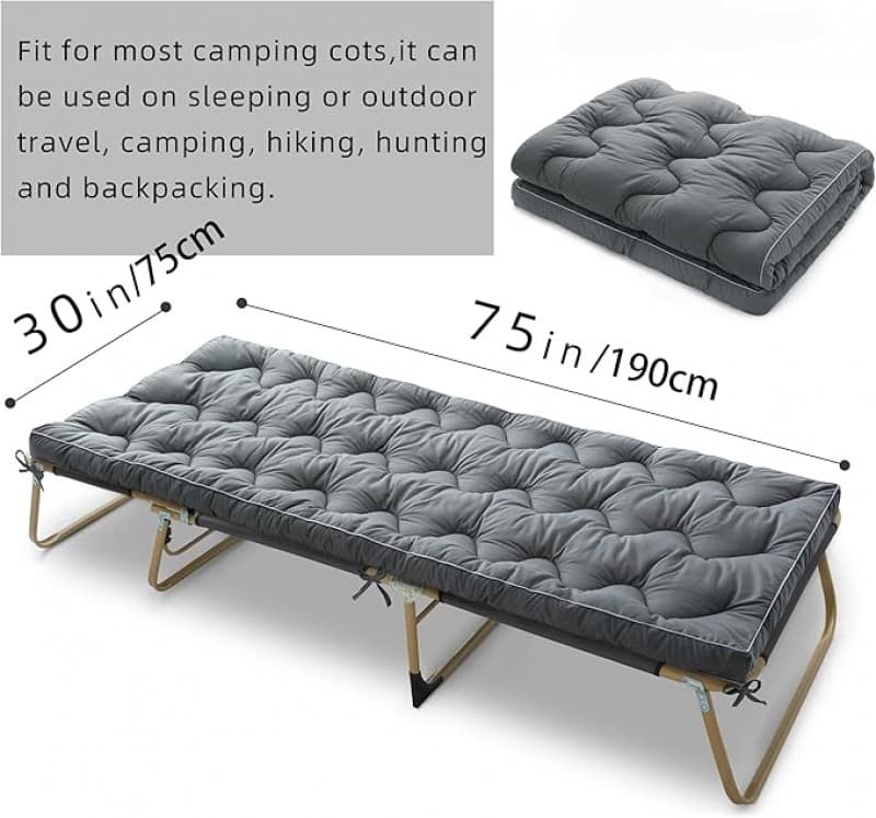 Campingmatratze 1900 x 750 mm Baumwollmatte für Feldbett gesteppte Isomatten für Camping aufrollbare – 2