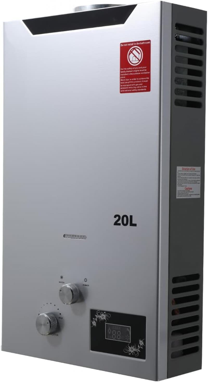 Campingdusche Warmwasser 40KW 20L/Min. tragbarer Gas-Durchlauferhitzer Propangas-Campingdusche für A – 5