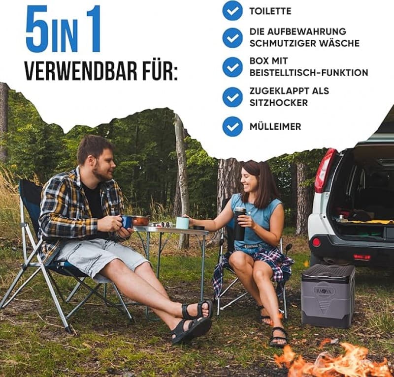 Campingtoilette mobil ohne Chemie [faltbar] einzigartige Stabilität | Trockentoilette Campingplatz V – 3