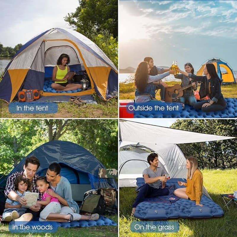 Selbstaufblasende Hohe Camping Luftmatratze mit integriertem Kissen Outdoor Campingmatte Isomatte kl – 3