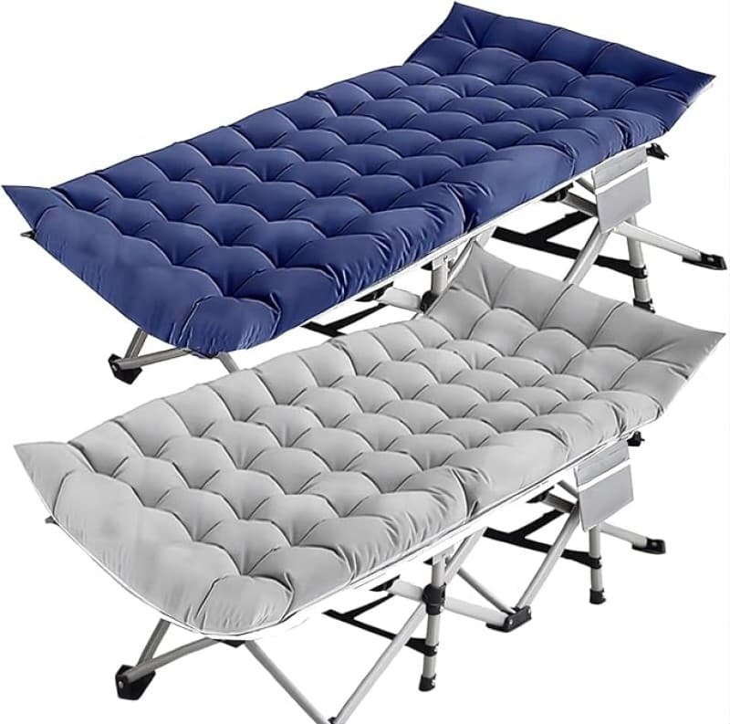 2x Campingbett klappbar Campingbett 2 Stück Klappbett Gästebett mit Matratze Seitentasche bis 200 kg – 2