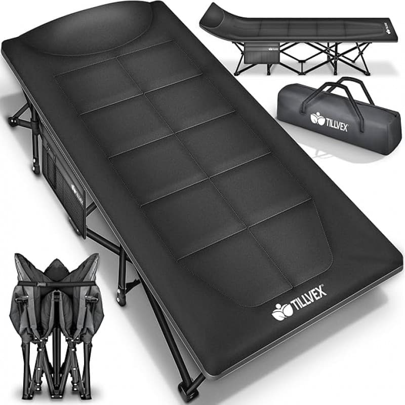 Campingbett faltbar mit Tragetasche bis 280 kg Campingliege extra breit Zeltbett Feldbett Karpfenlie – 2