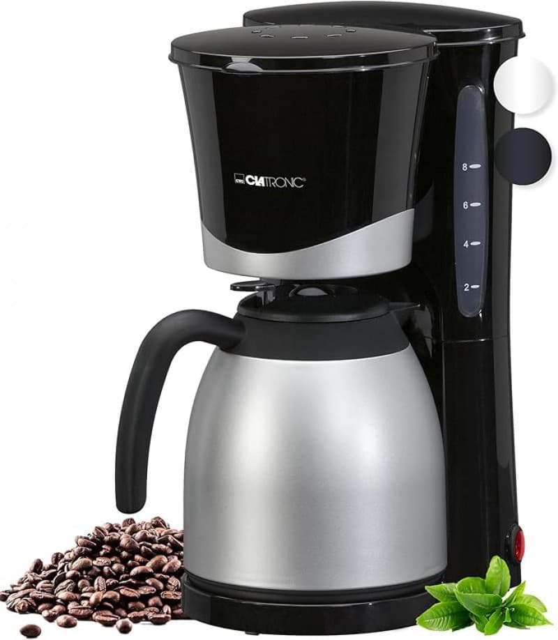 Camping Kaffeemaschine mit Thermoskanne | Kaffeevollautomat für 8-10 Tassen | Filterkaffee | Tropf-S