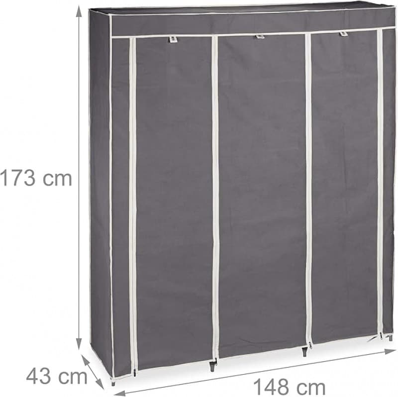 Camping Kleiderschrank 9 Fächer 2 Kleiderstangen Faltschrank grau Kunststoff Anthrazit 1730 x 1480 x – 4