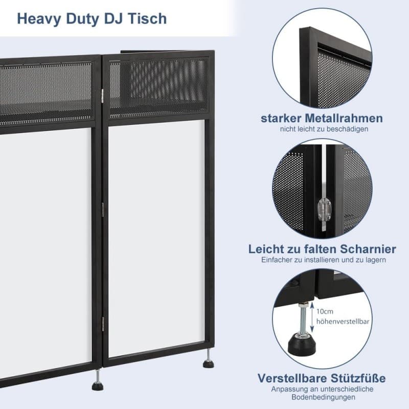 DJ Pult Klappbarer DJ-Tisch mobil und klappbar DJ Pult mit schwarz-weißer Verzierung höhenverstellba – 5
