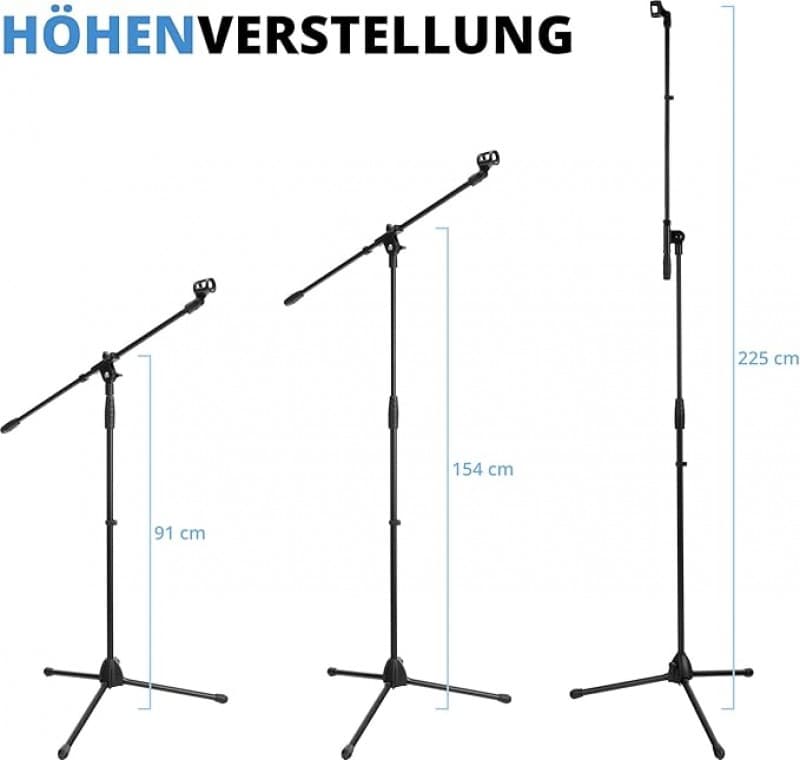 Mikrofonstativ Mikrofon-Ständer 5 Stück mit Galgen und Mikrofonklemme für Musikbands Schwenkarm höhe – 2