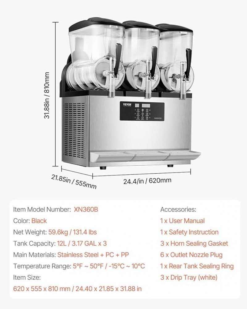 Slush-Eismaschine gewerblich 36 l Edelstahl + PC + PP Frozen Drink Maker Slush-Maschine Partys Cafés – 3