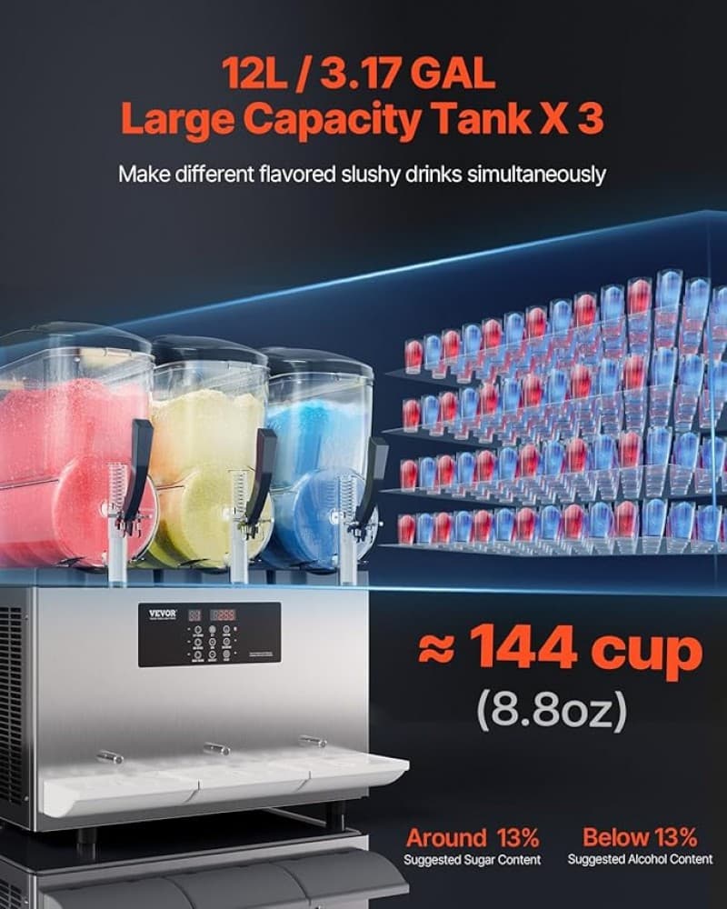 Slush-Eismaschine gewerblich 36 l Edelstahl + PC + PP Frozen Drink Maker Slush-Maschine Partys Cafés – 5